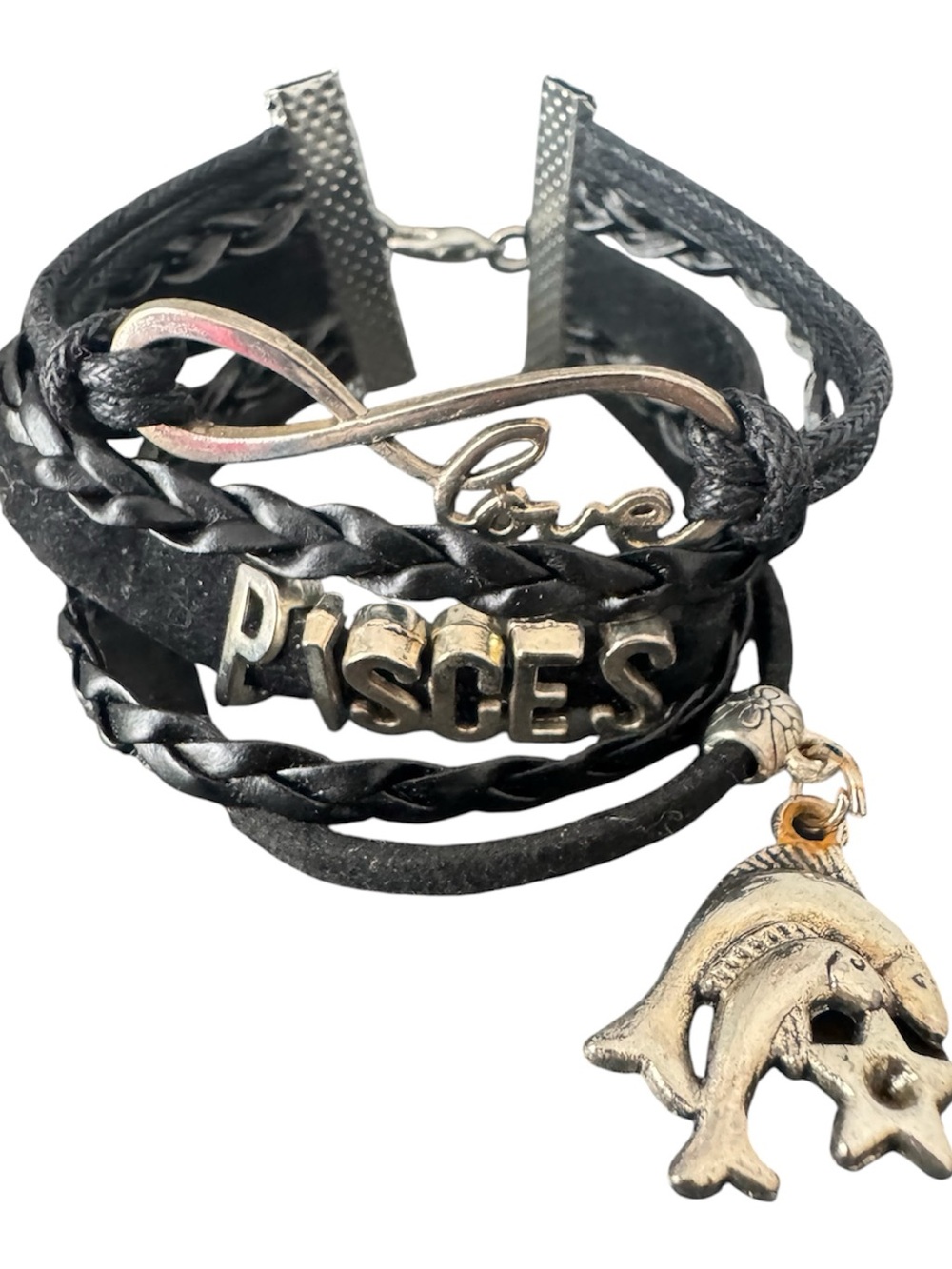 NWOT Black Pisces Zodiac Wrap Bracelet with Charm